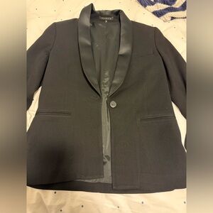 Theory Black Satin-Trim Blazer